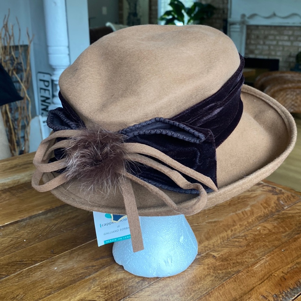 GALLIANO SORBATTI MADE IN ITALY FUR HAT WOOL NEW ONE SIZE